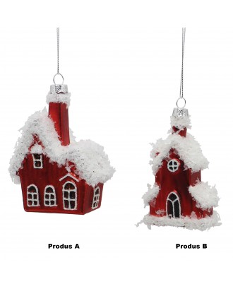 Ornament Casuta, rosu/alb, 13 cm - SIMONA'S COOKSHOP